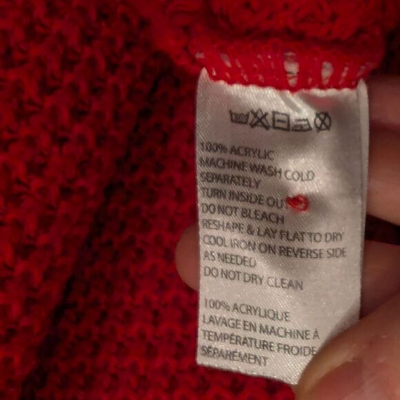 Anthropologie COINCIDENCE CHANCE red cable knit chanky button Cardigan sweater M - Picture 7 of 8